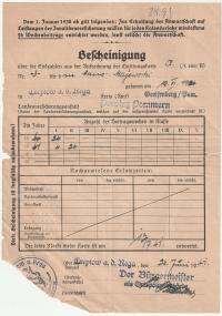 TRZEBIATÓW (pow. Gryfice). Pokwitowanie z 1941 od zakładu ubezpieczeniowego