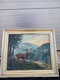 Obraz ręcznie malowany motyw leśny z podpisem autora
