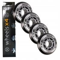 Kółka Do Łyżworolek Kauczukowe Zestaw 4 szt. Czarne 70 mm Nils Extreme