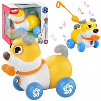 INTERAKTYWNY PIESEK NA KÓŁKACH CIĄGNIĘCIA SPACEROWY SZCZEKA ŚWIECI WOOPIE