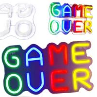 Neon LED napis GAME OVER multikolor do sypialni pokój