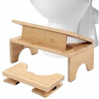 PODNÓŻEK TOALETOWY STOŁEK PODEST DO TOALETY ŁAZIENKI POD NOGI WC BAMBUSOWY