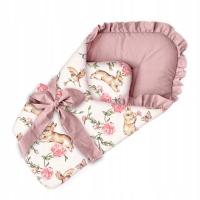 Otulacz bawełna Rożek becik z FALBANĄ USZTYWNIANY