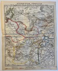 Mapa Afganistanu i Turkiestanu z zazn. wpł. Rosji i Anglii 1861 Ravenstein