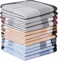 ZESTAW 12x CHUSTECZKI DO NOSA KLASYCZNE POSZETKA MĘSKIE BAWEŁNIANE 40x40 cm