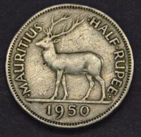 Mauritius - 1/2 rupee 1950