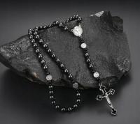 Святой Бенедикт природный камень четки крест черный агат гематит