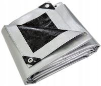 PLANDEKA WZMACNIANA WODOODPORNA SREBRNO-CZARNA MEGA GRUBA 260g/M2 UV+ 7x7M