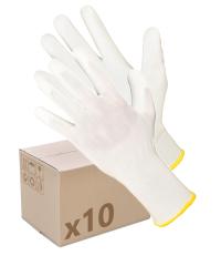 Rękawice robocze Poliuretanowe ULTRA MANUALNE Rękawiczki PU WHITE x10 par