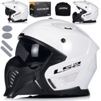 Мотоциклетный шлем 4в1 LS2 OF606 белый съемный челюсть козырек 2X лобовое стекло