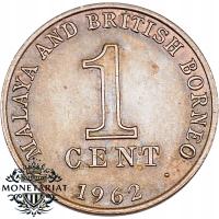 1 CENT 1962 MALAJE I BRYTYJSKIE BORNEO