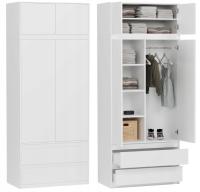 Szafa garderoba 90cm biała + nadstawka B-9N