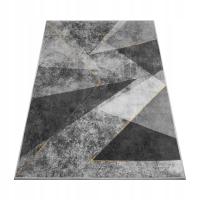 DYWAN SZARY 220X160 NOWOCZESNY DO SALONU POKOJU CZARNY ZŁOTY ANTYPOŚLIZGOWY