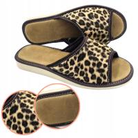 Kapcie PANTERKA Welurowe Damskie Miękkie i Wygodne KLASYCZNY WZÓR 36-41