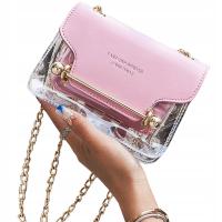 Сумка розовая прозрачная 2в1 злотый женский прозрачный