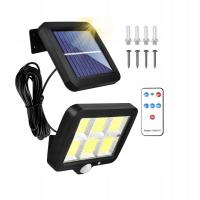 LAMPA SOLARNA 120LED OGRODOWA Z CZUJNIKIEM RUCHU I ZMIERZCHU Z PRZEWODEM 5M