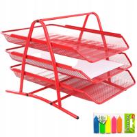 Organizer z szufladami półka na dokumenty metal Net 3A czerwona, gratisy