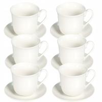 6x Filiżanka Porcelanowa 400ml Biała Duża JUMBO Ze Spodkiem 15,5cm LIVELLO
