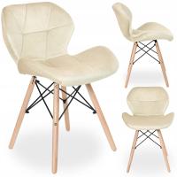 KRZESŁO TAPICEROWANE WELUROWE NOWOCZESNE DO SALONU KUCHNI JADALNI BEŻOWE