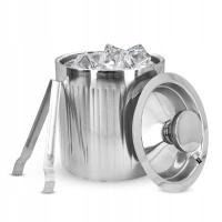 Pojemnik na lód stalowe wiaderko z pokrywką szczypcami na kostki lodu 1,7l