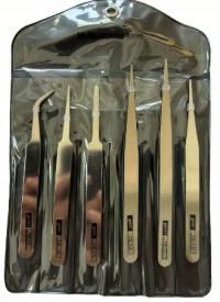 ZESTAW PĘSET PINCET PĘSETA PRECYZYJNYCH METALOWYCH 6 SZT