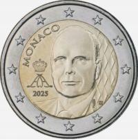 2 euro obiegowe Monako Monaco 2025 - nowy wzór