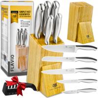 НОЖИ В БЛОКЕ НАБОР НАБОР КУХОННЫХ НОЖЕЙ 5ШТ.  ТОЧИЛКА ДЛЯ НОЖЕЙ