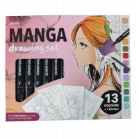 MANGA ZESTAW DO RYSOWANIA KOLOROWANKI MARKERY CIENKOPIS ZAKREŚLACZ