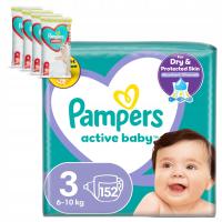 Pampers Active Baby подгузники размер 3, 152 шт, 6 кг-10 кг бесплатно