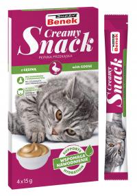 Benek Creamy Snack Liquid Mus Krem Sosik Przysmak dla kota Gęsina (4x15g)