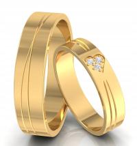 ZDOBIONE OBRĄCZKI ŚLUBNE Z SERCEM WZÓR ZŁOTO 585