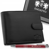Мужской кожаный кошелек черный горизонтальный натуральная кожа RFID защита ZAGATTO