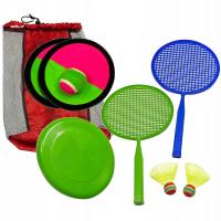 ZESTAW GIER na PLAŻĘ CATCH BALL, BADMINTON, FRISBEE LATAJĄCY DYSK TALERZ