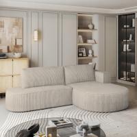 Narożnik CORTIO Funkcja Spania Nowoczesny Sztruks Kremowy