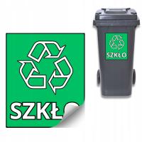 Duża naklejka nalepka na kosz pojemnik śmieci odpady SZKŁO 30cm