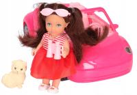 Кукла мини авто розовый и собака 6685