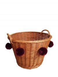 Круглая плетеная корзина для хранения игрушек