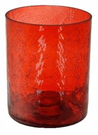 Osłonka szklana do storczyków CYLINDER kolor CZERWONY tuba szkło spękane