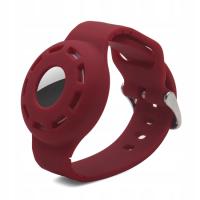 For AirTag Silicone Bracelet Strap Case Wine Red