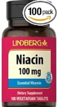 Lindberg Niacin (B-3), Niacyna 100 mg, 100 Vegetarian Tablets