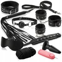 Меховой набор БДСМ с вибрирующей анальной пробкой наручники кнут кляп ..