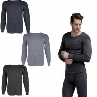 Zestaw 3 podkoszulek męski ciemny grafit szary ocieplany bawełna ciepłe