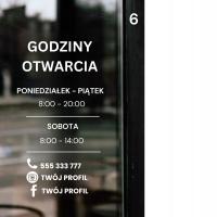 Naklejka godziny otwarcia, 16 wzorów biznes personalizacja 40*60 cm bez tła