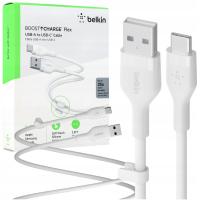 Belkin Boost Flex кабель USB-A к USB-C 1 м 20 В с зажимом Силиконовый Белый