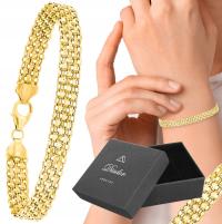 Красивый золотой женский браслет толстый широкий серебро 925 плетение Бисмарк 8 мм