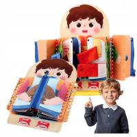 TABLICA NA GUZIKI SUWAK PUZZLE INTERAKTYWNA MONTESSORI KSIĄŻKA DO NAUKI