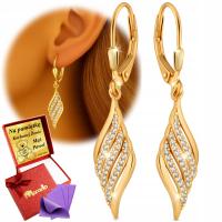 Złote Kolczyki Wiszące Długie Dla Kobiety Srebro 925/585 Na Prezent Grawer