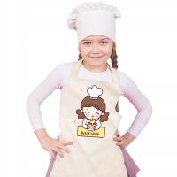Beżowy Fartuszek Kuchenny Dla Dzieci KUCHARECZKA IMIĘ Mix Wzorów