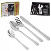 НАБОР СТОЛОВЫХ ПРИБОРОВ 24 EL НЕРЖАВЕЮЩАЯ СТАЛЬ НАБОР 6 ОСЬ СТОЛОВЫЕ ПРИБОРЫ СЕРЕБРЯНАЯ КОРОБКА
