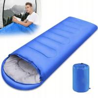 ŚPIWÓR TURYSTYCZNY CIEPŁY MUMIA KEMPINGOWY 210*75 CM W POKROWCU, niebieski